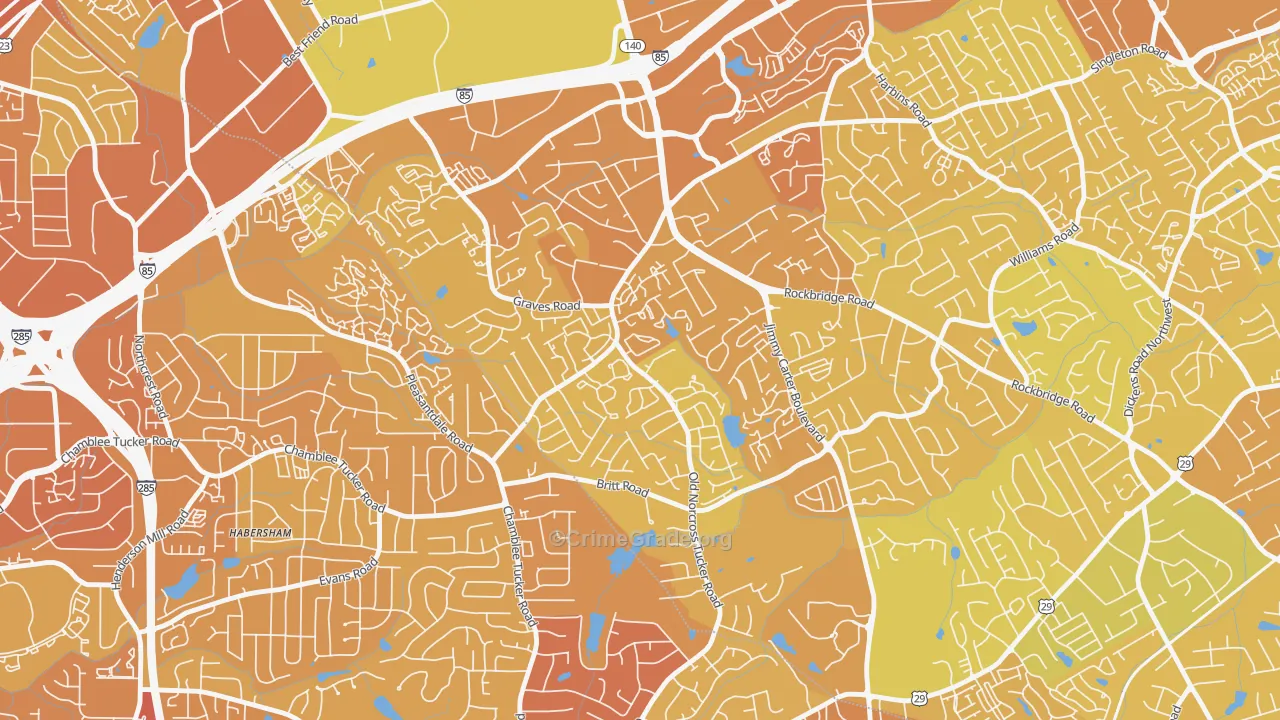 Wedgewood, Tucker, GA Map of Vehicle Theft Rates