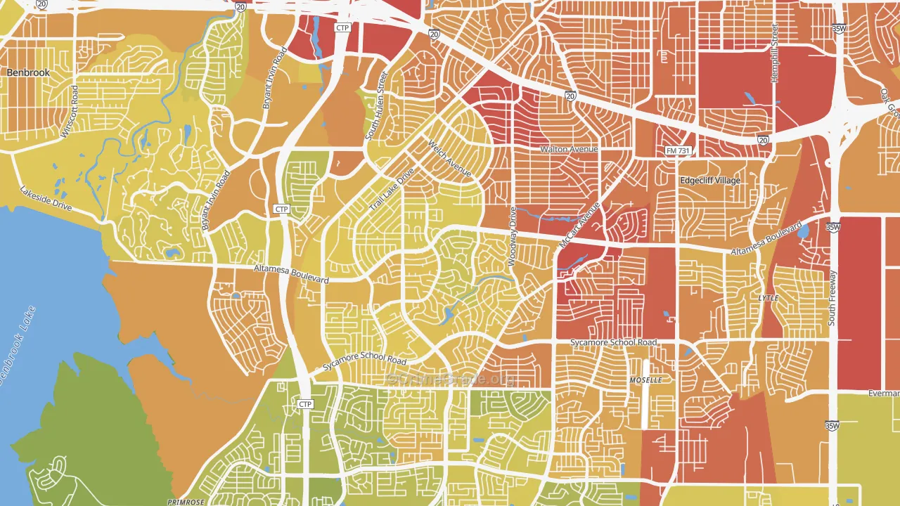 Wedgwood, Fort Worth, TX Map of Vehicle Theft Rates