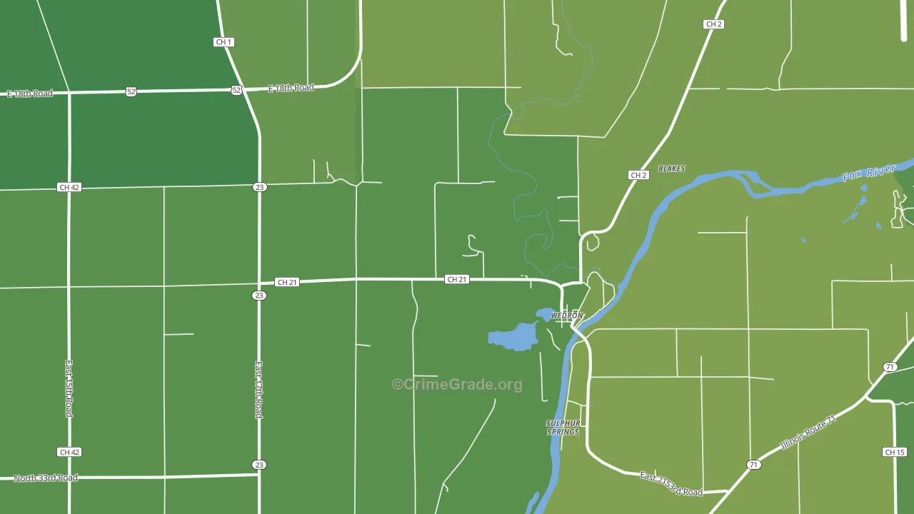 Wedron, IL Map of Vehicle Theft Rates