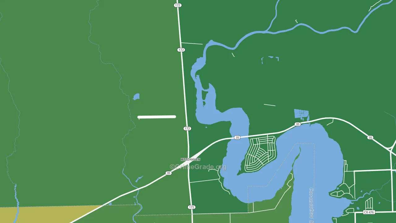 Weedhaven, TX Map of Vehicle Theft Rates