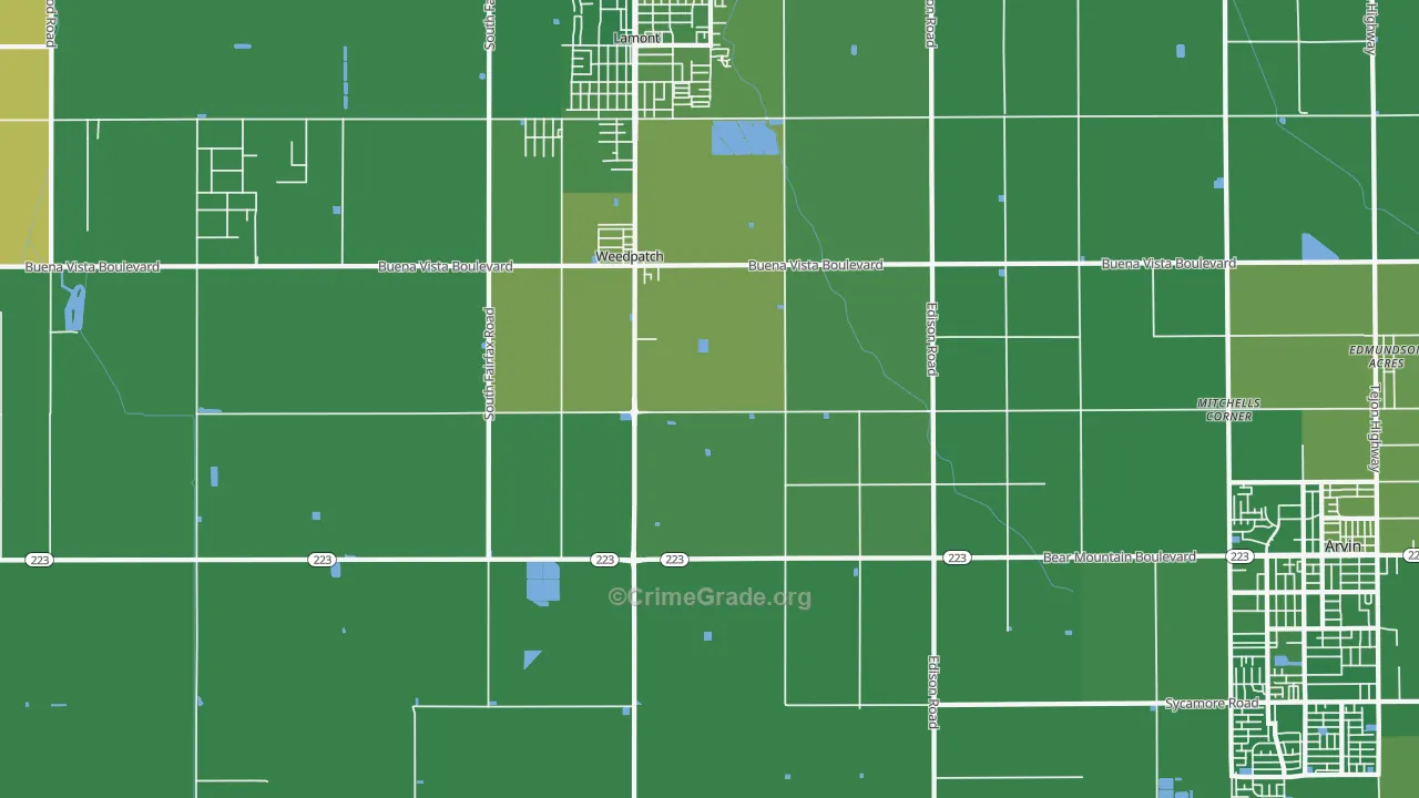 Weedpatch, CA Map of Vehicle Theft Rates