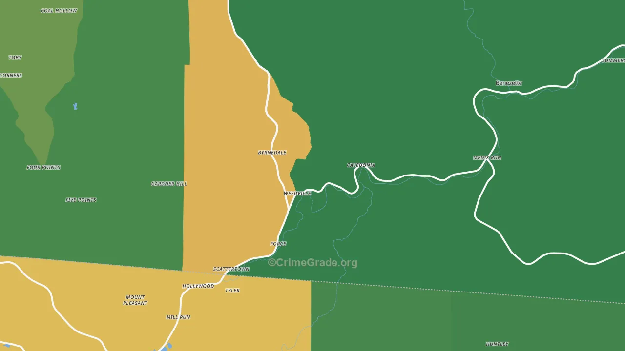 Weedville, PA Map of Vehicle Theft Rates