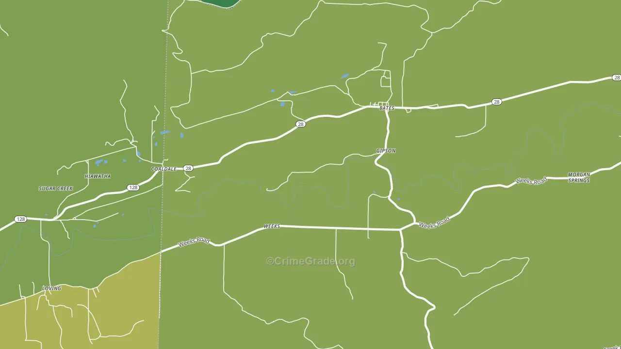 Weeks, AR Map of Vehicle Theft Rates