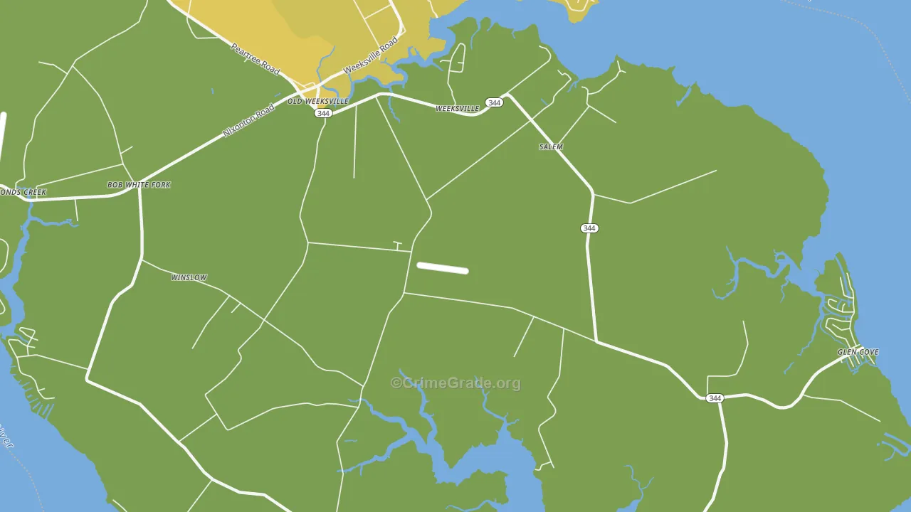 Weeksville, NC Map of Vehicle Theft Rates