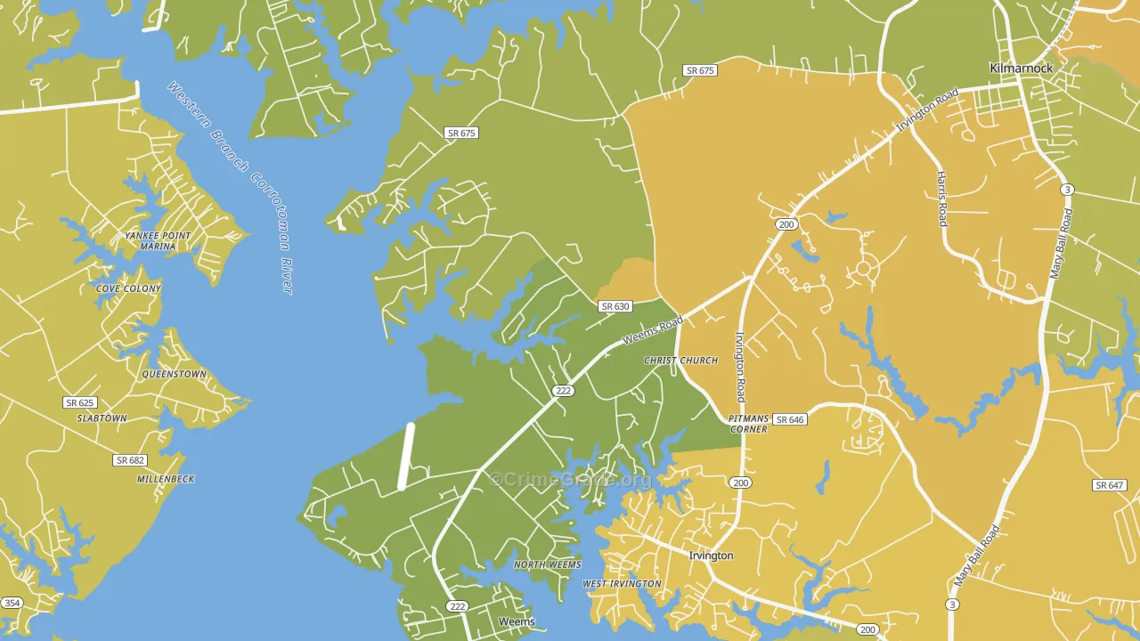 Weems, VA Map of Vehicle Theft Rates