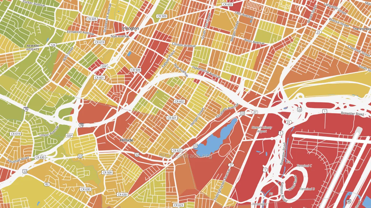 Weequahic, Newark, NJ Map of Vehicle Theft Rates