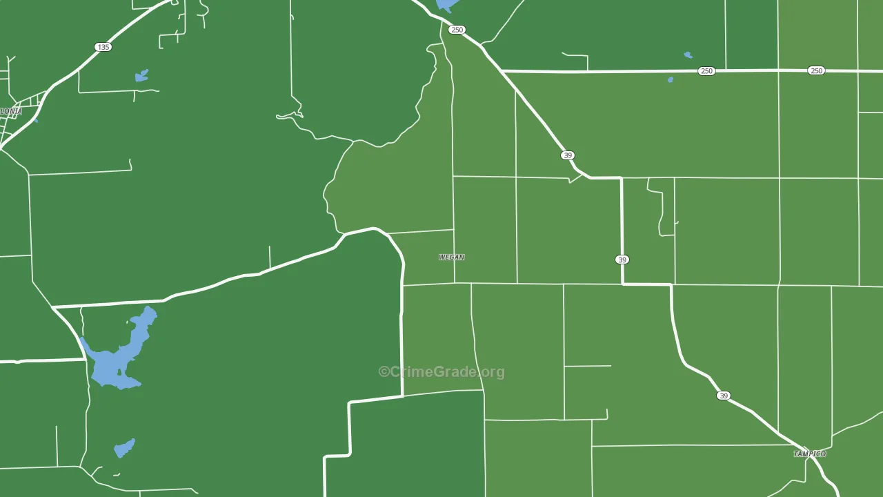 Wegan, IN Map of Vehicle Theft Rates