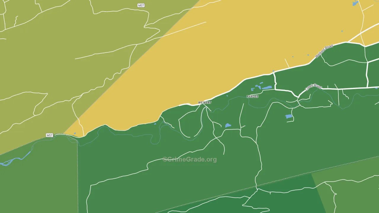 Weikert, PA Map of Vehicle Theft Rates