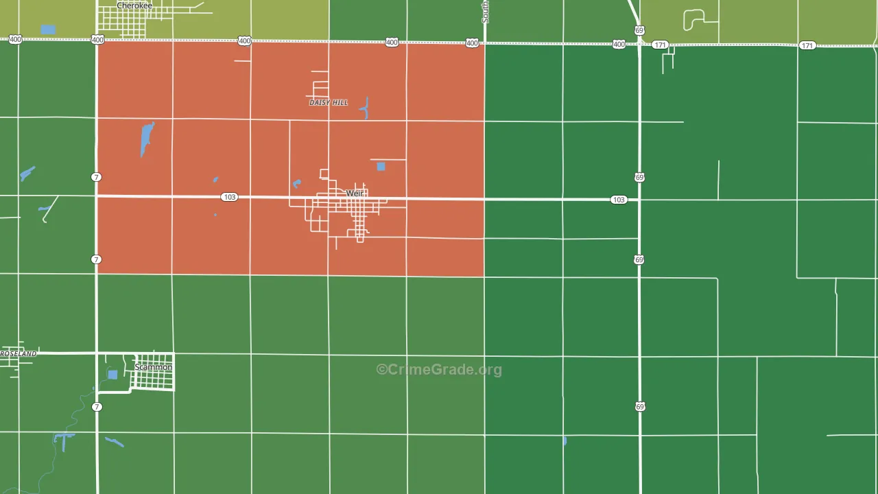 Weir, KS Map of Vehicle Theft Rates