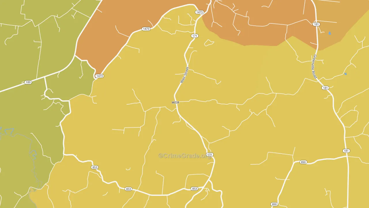 Weir, KY Map of Vehicle Theft Rates