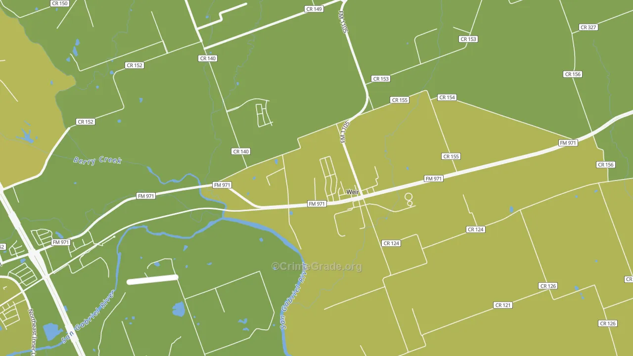 Weir, TX Map of Vehicle Theft Rates