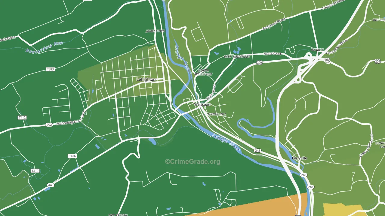 Weissport, PA Map of Vehicle Theft Rates