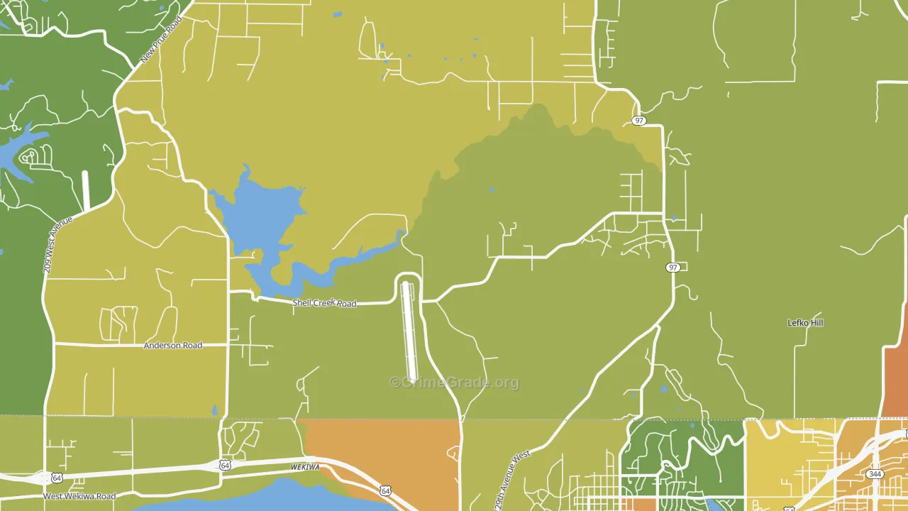 Wekiwa, OK Map of Vehicle Theft Rates