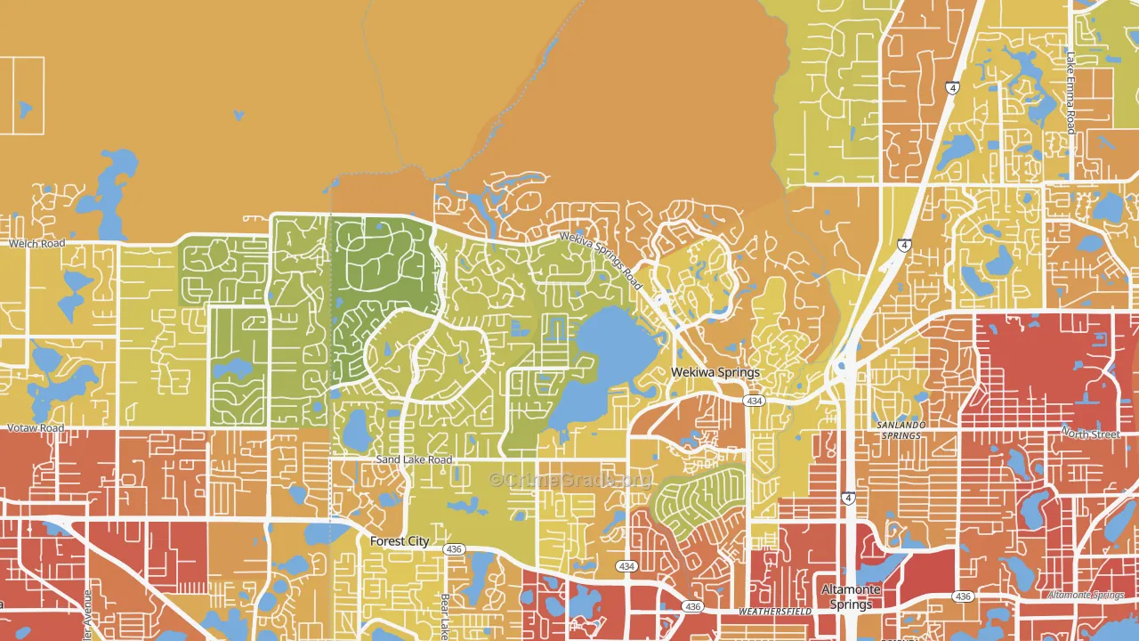 Wekiwa Springs, FL Map of Vehicle Theft Rates
