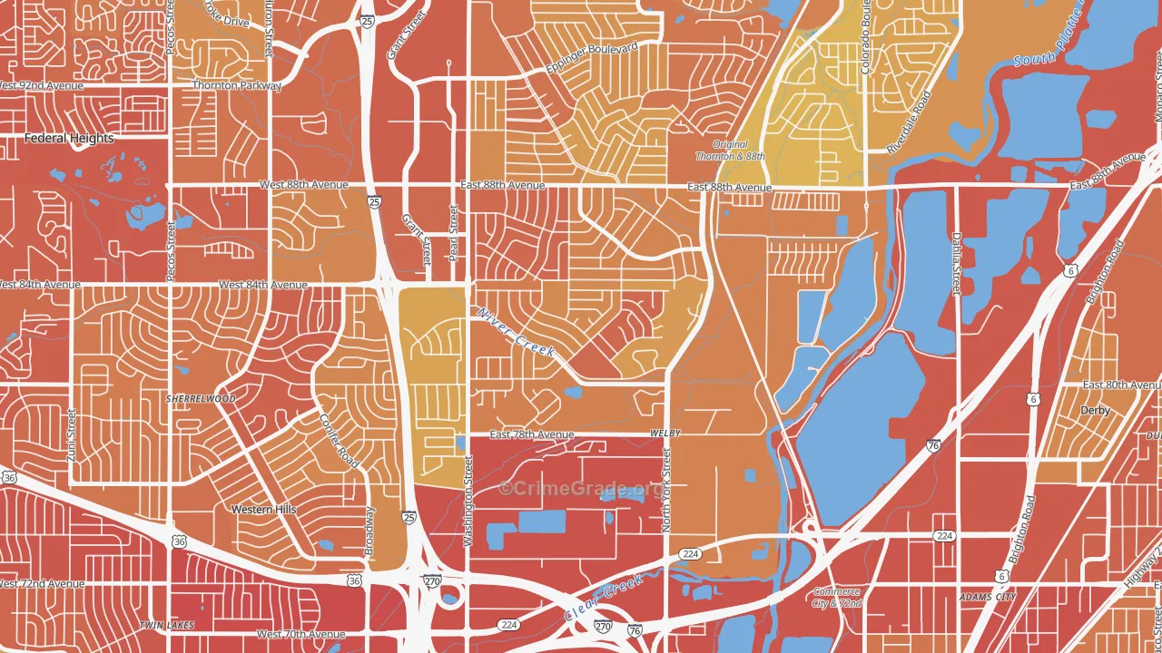 Welby, CO Map of Vehicle Theft Rates