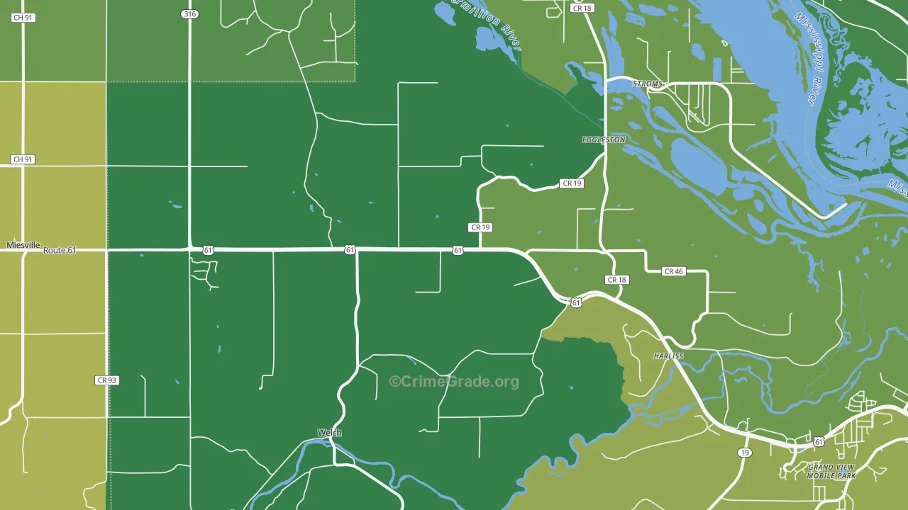 Welch, MN Map of Vehicle Theft Rates