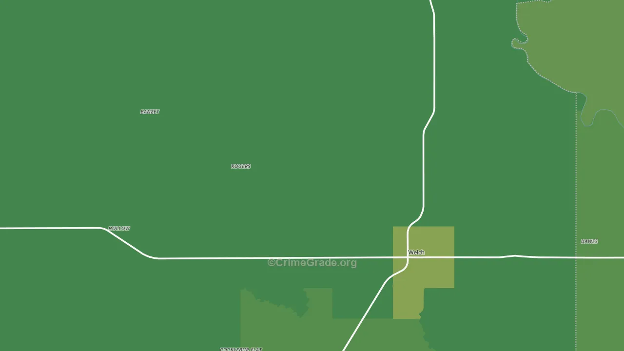 Welch, OK Map of Vehicle Theft Rates