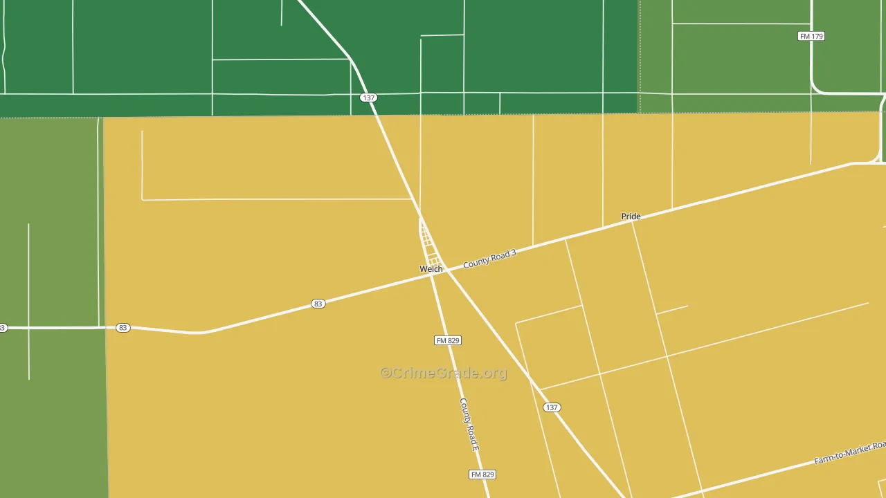 Welch, TX Map of Vehicle Theft Rates