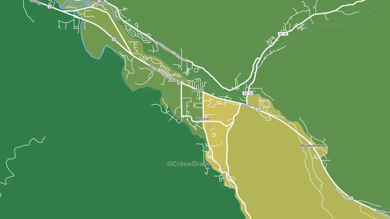 Welches, OR Map of Vehicle Theft Rates