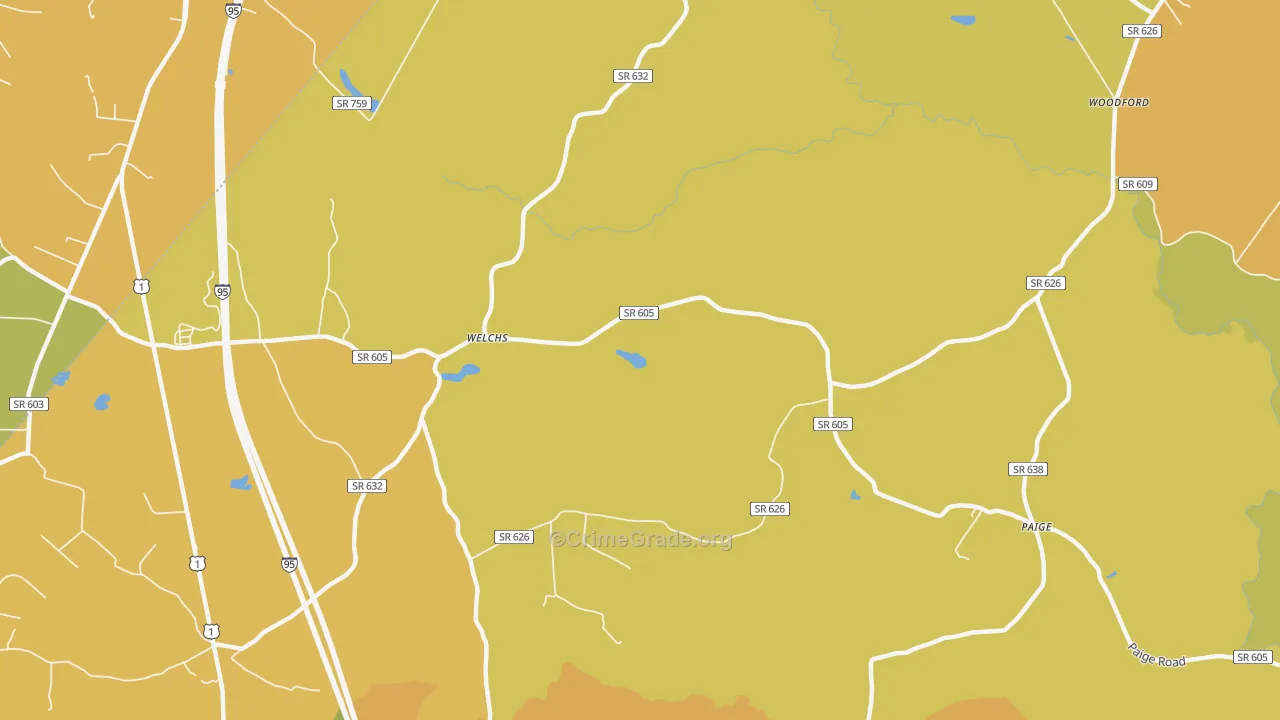 Welchs, VA Map of Vehicle Theft Rates