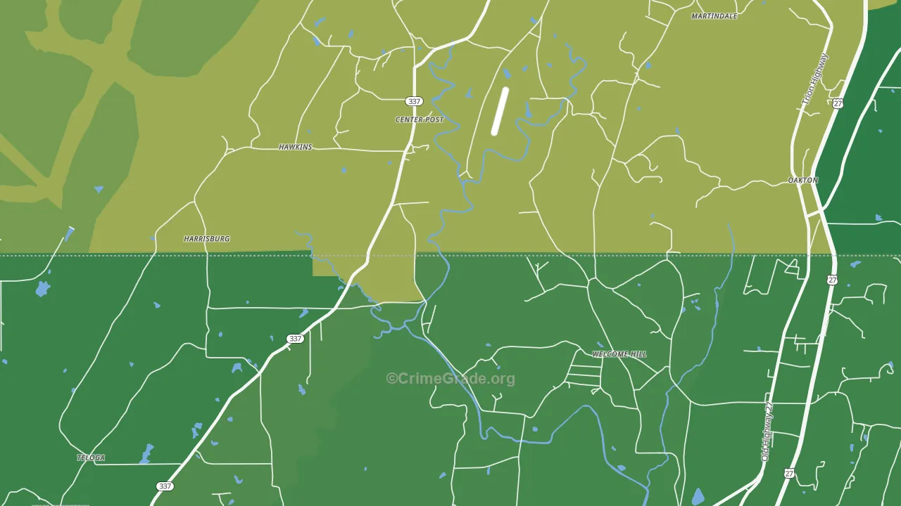 Welcome Hill, GA Map of Vehicle Theft Rates