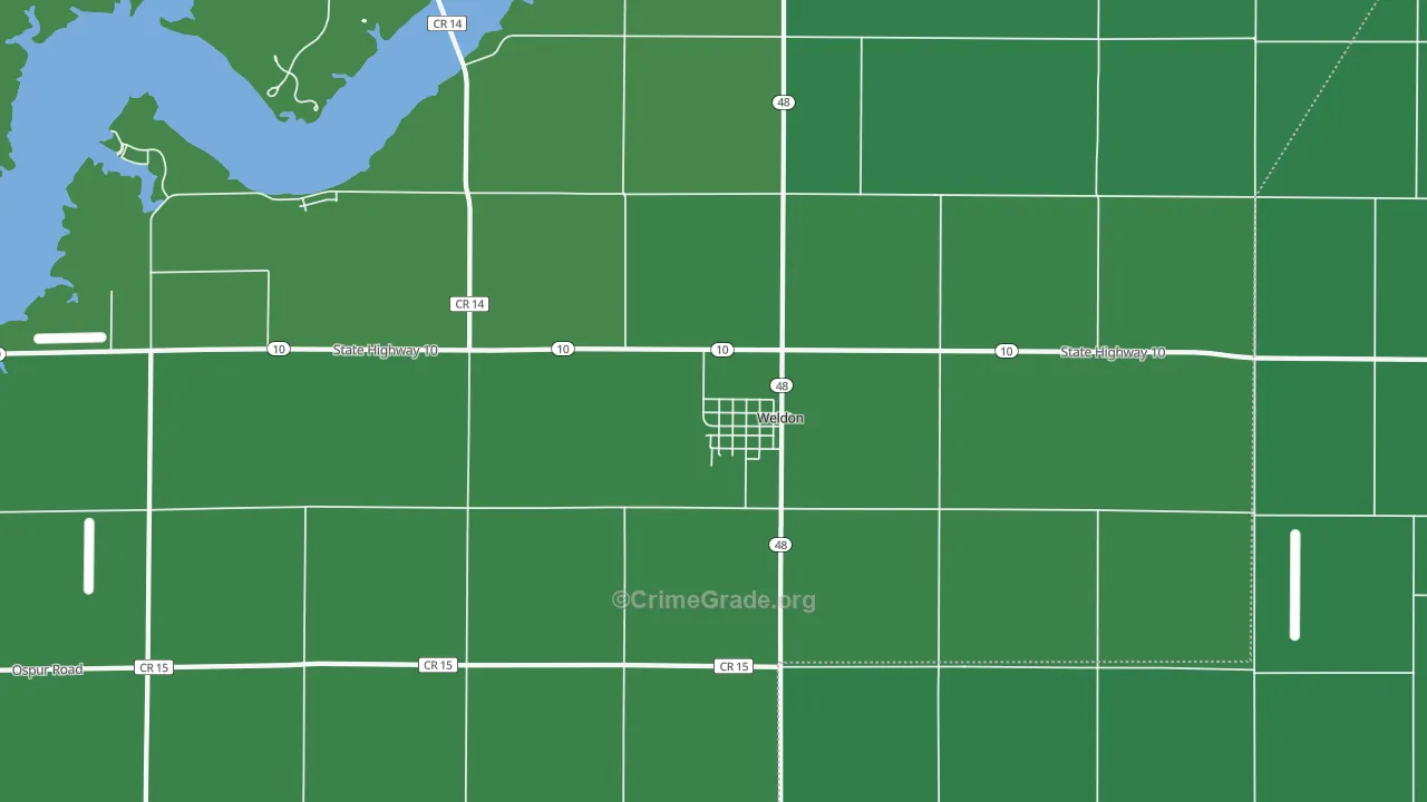 Weldon, IL Map of Vehicle Theft Rates