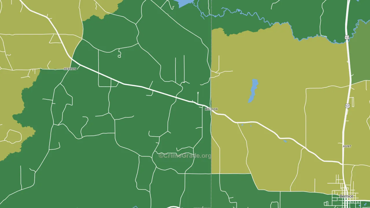 Weldon, LA Map of Vehicle Theft Rates