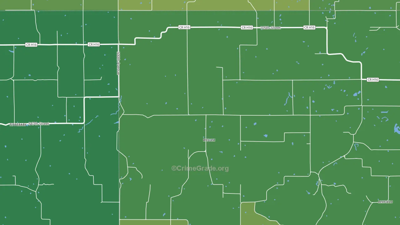 Weller, IA Map of Vehicle Theft Rates