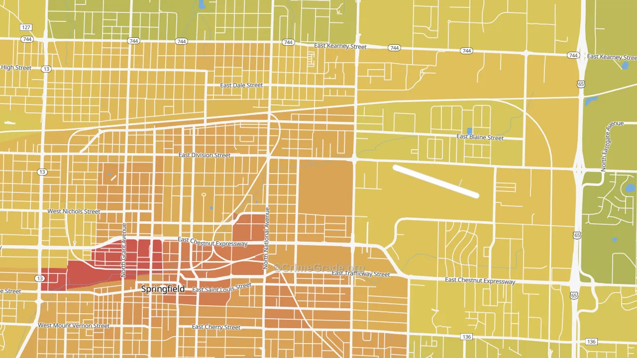 Weller, Springfield, MO Map of Vehicle Theft Rates