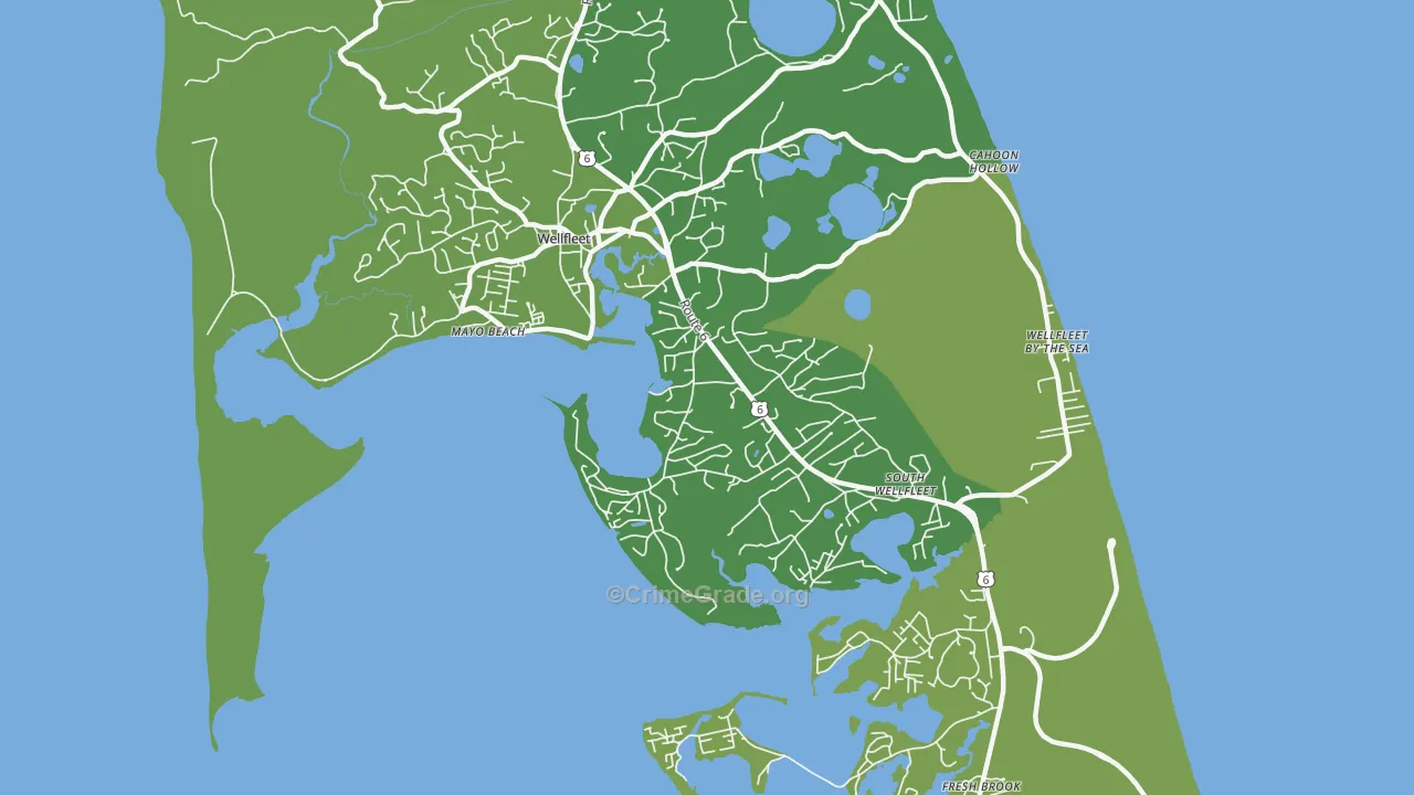 Wellfleet, MA Map of Vehicle Theft Rates