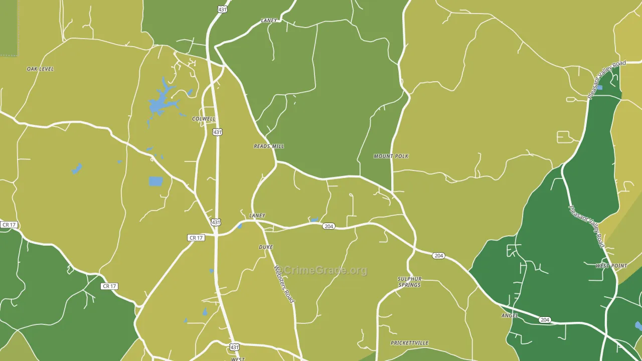 Wellington, AL Map of Vehicle Theft Rates