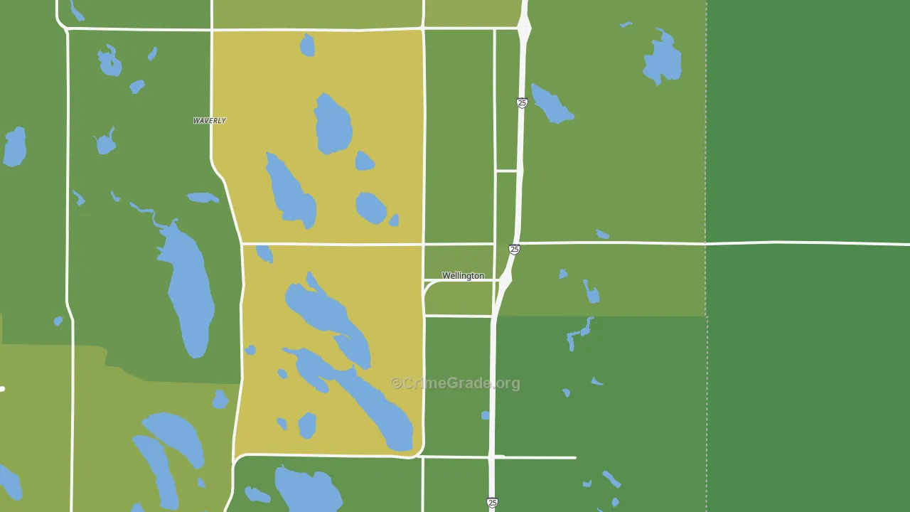 Wellington, CO Map of Vehicle Theft Rates