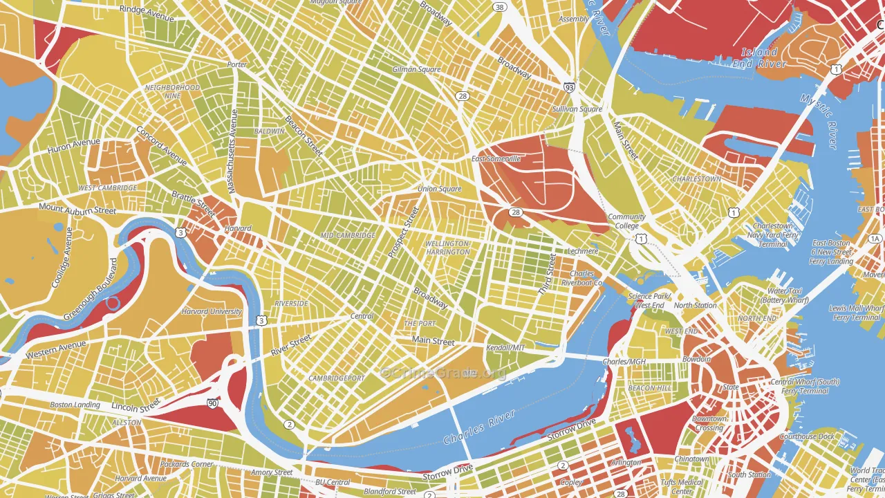 Wellington-Harrington, Cambridge, MA Map of Vehicle Theft Rates