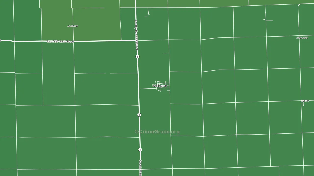 Wellington, IL Map of Vehicle Theft Rates