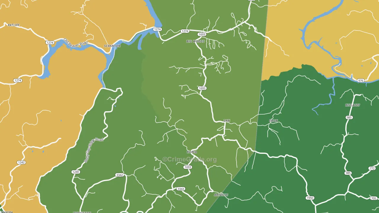 Wellington, KY Map of Vehicle Theft Rates