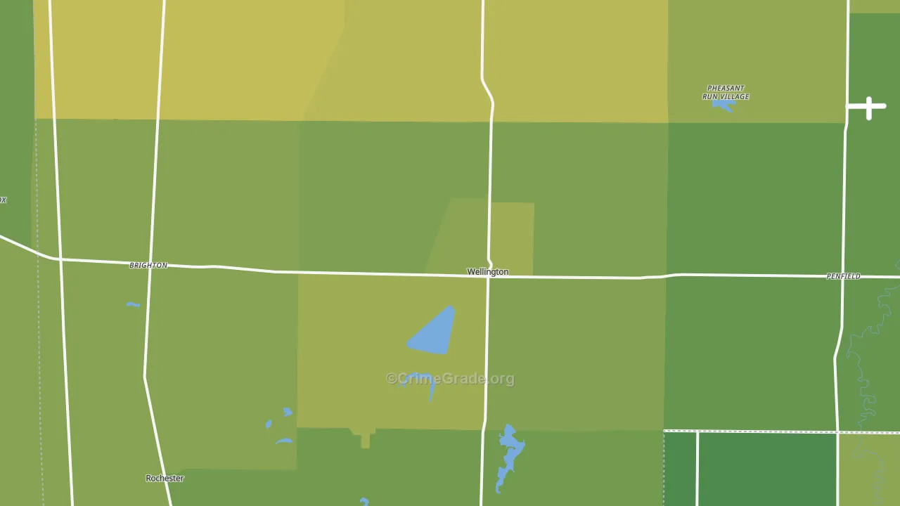Wellington, OH Map of Vehicle Theft Rates