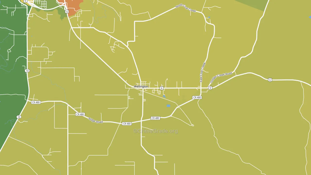 Wellington, UT Map of Vehicle Theft Rates