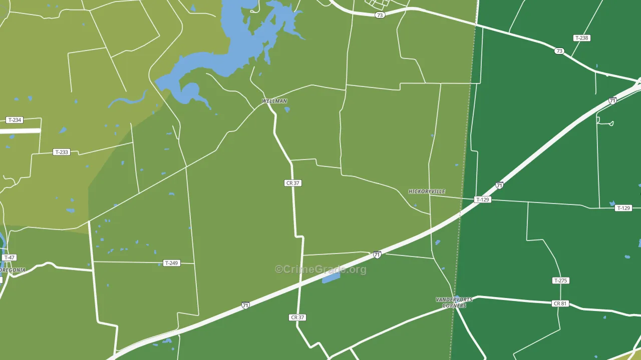 Wellman, OH Map of Vehicle Theft Rates