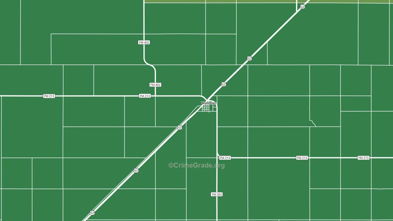 Wellman, TX Map of Vehicle Theft Rates