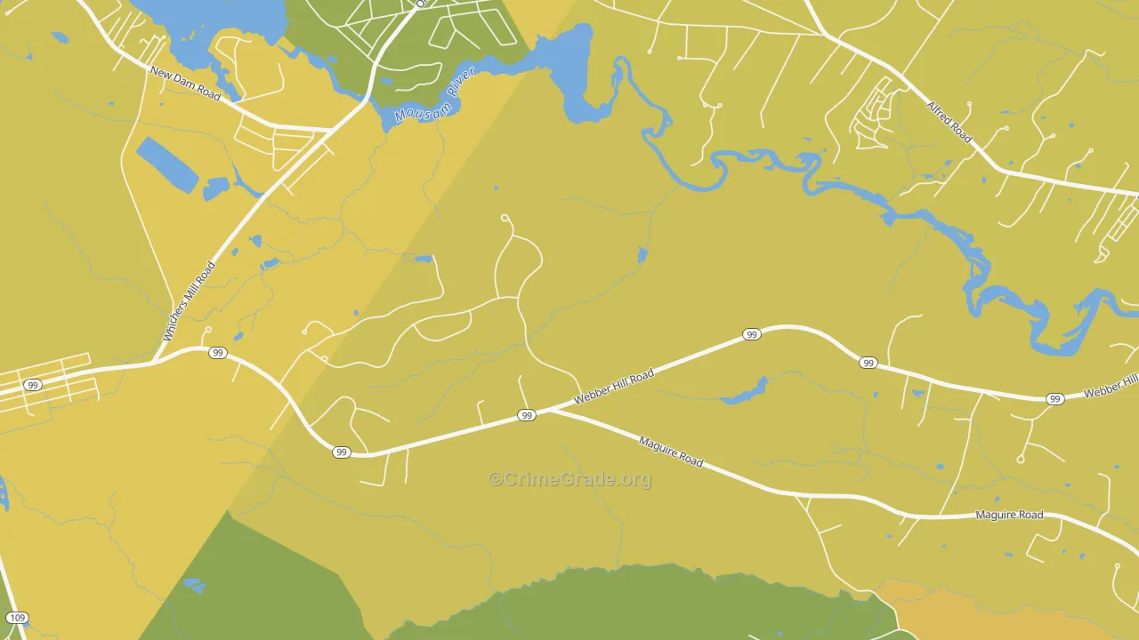 Wells Branch, ME Map of Vehicle Theft Rates