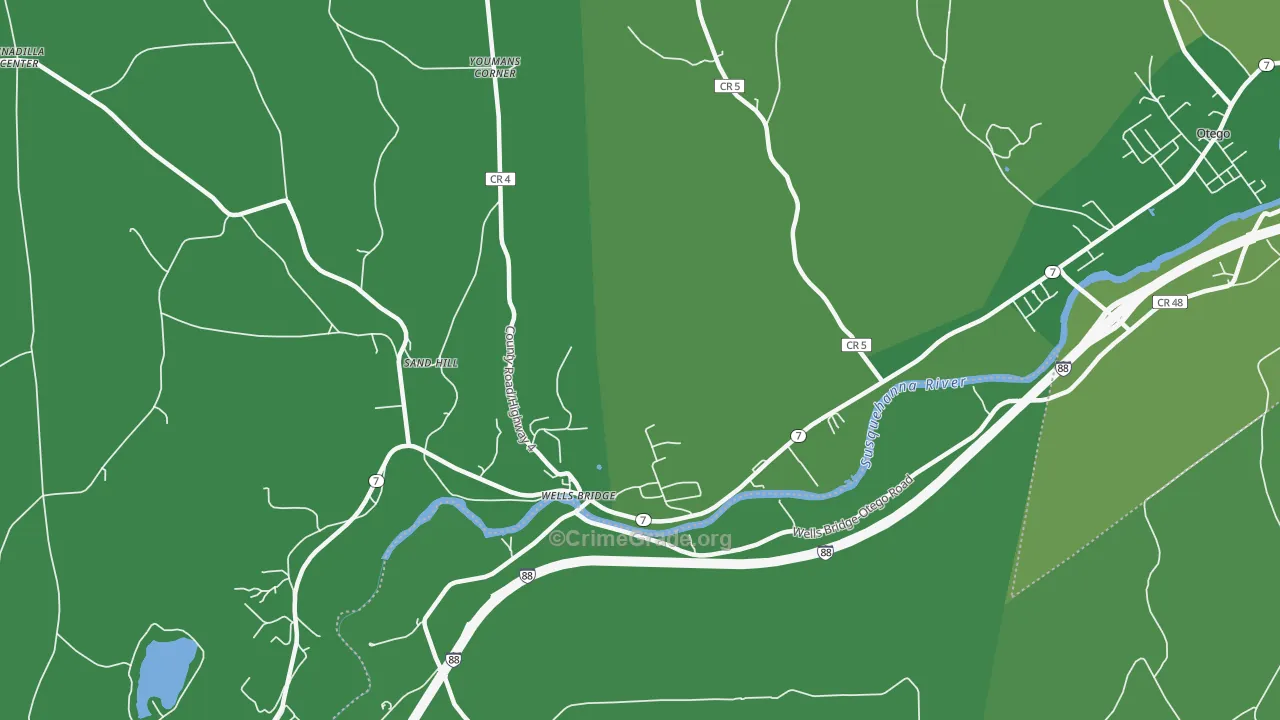 Wells Bridge, NY Map of Vehicle Theft Rates
