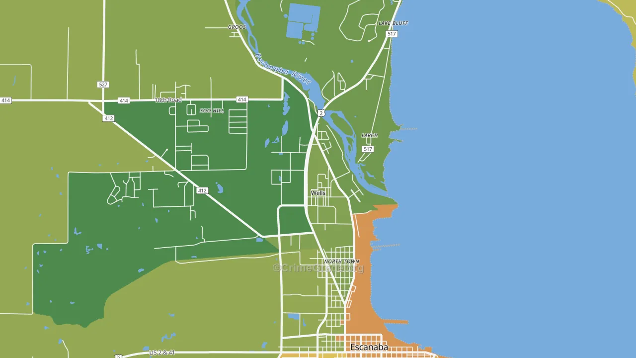 Wells, MI Map of Vehicle Theft Rates