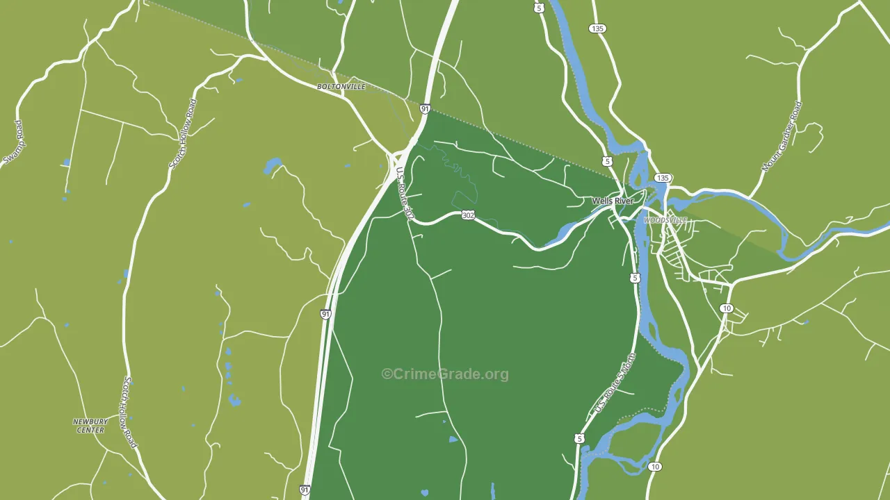 Wells River, VT Map of Vehicle Theft Rates