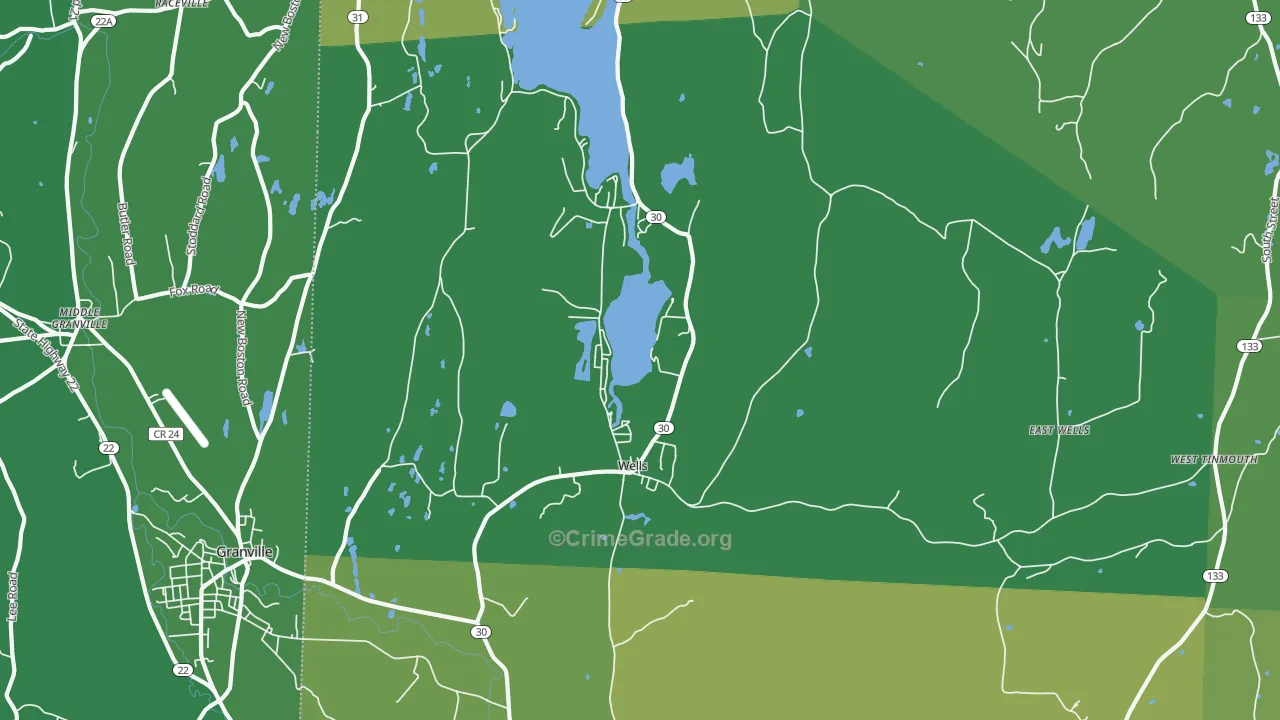 Wells, VT Map of Vehicle Theft Rates