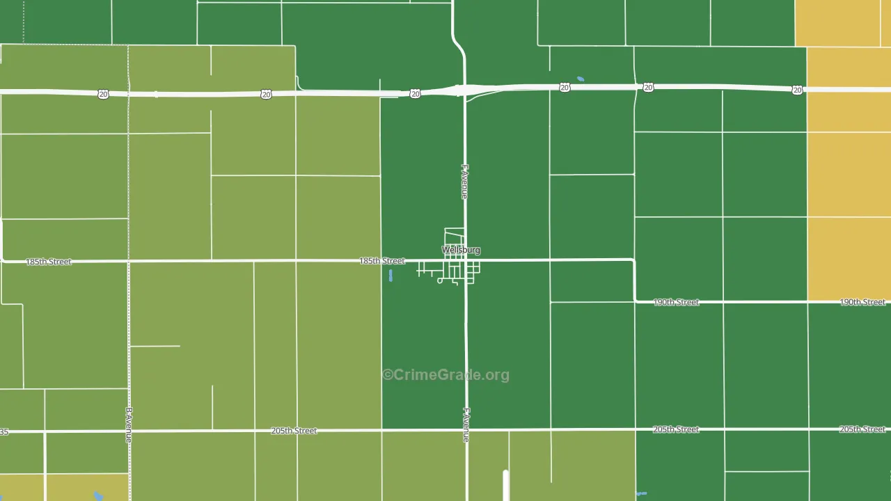 Wellsburg, IA Map of Vehicle Theft Rates