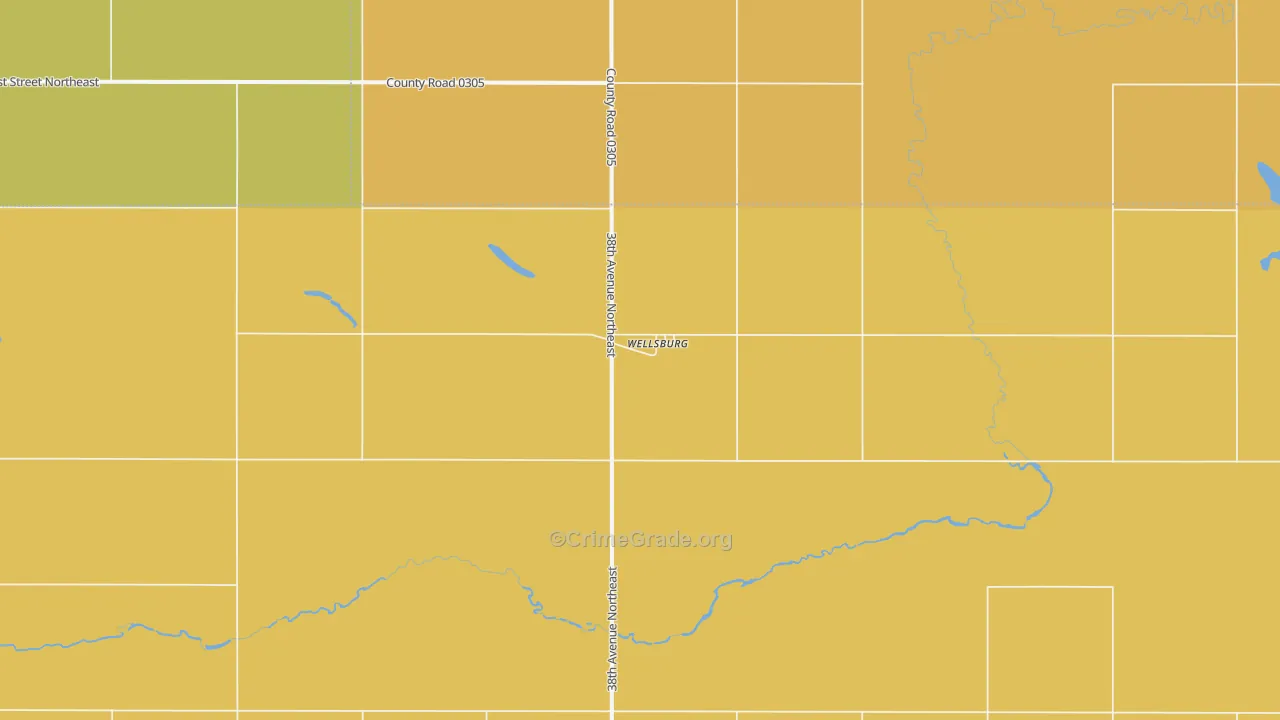 Wellsburg, ND Map of Vehicle Theft Rates