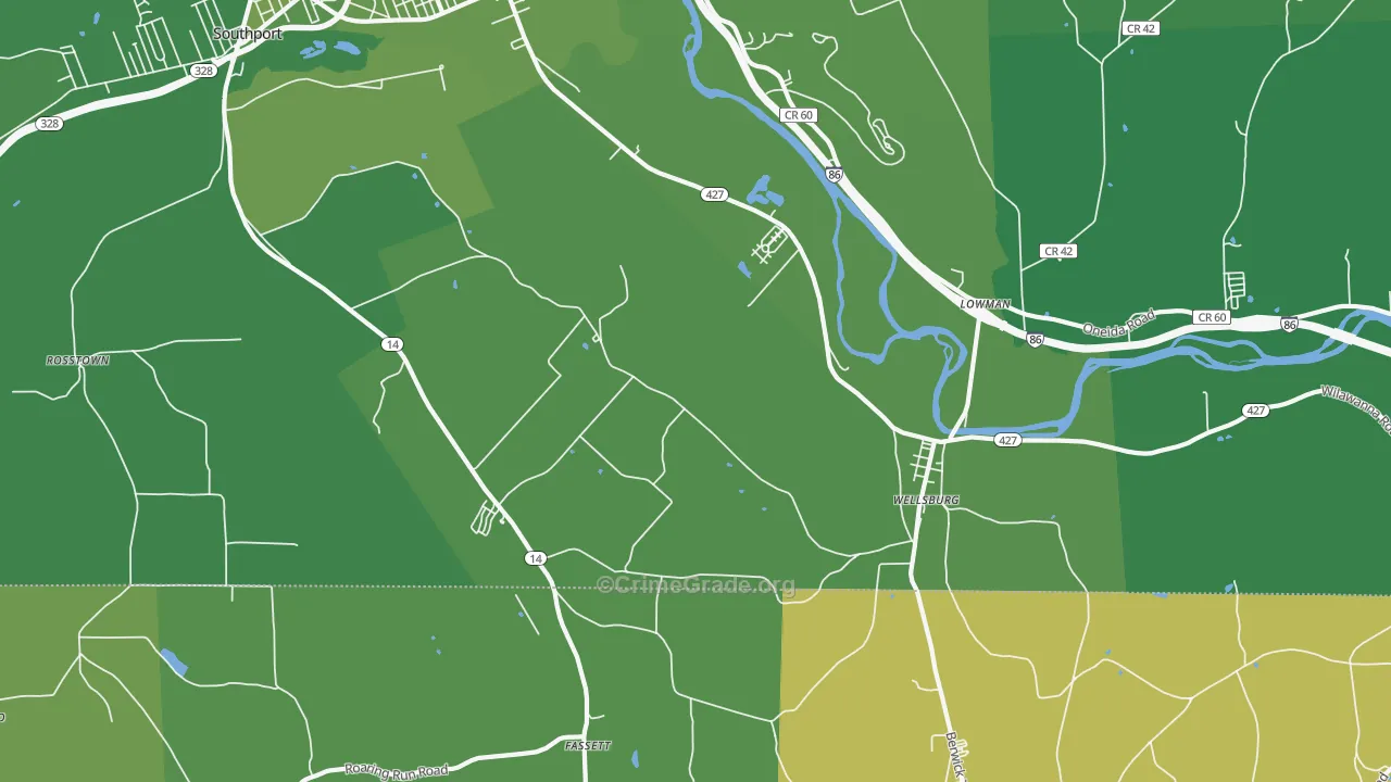 Wellsburg, NY Map of Vehicle Theft Rates