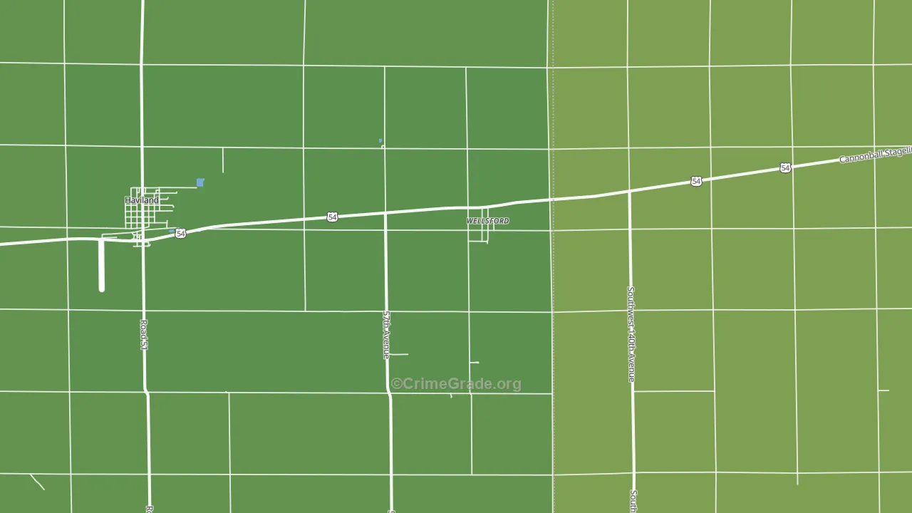 Wellsford, KS Map of Vehicle Theft Rates
