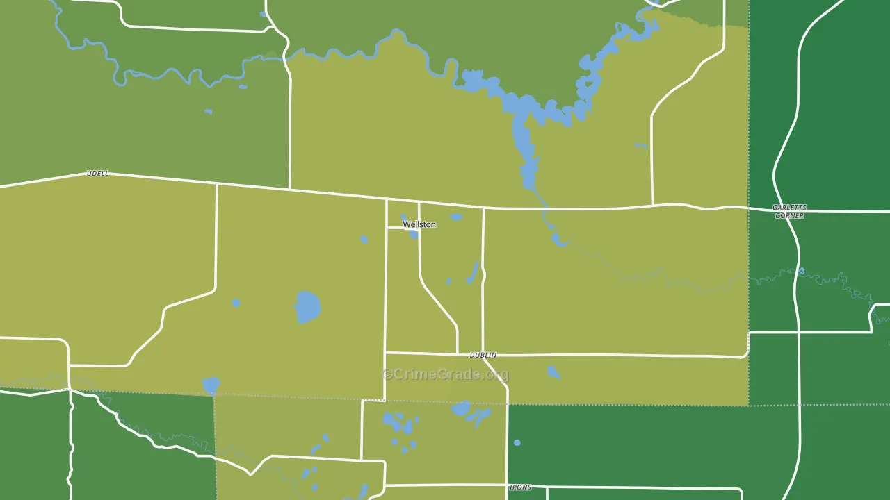 Wellston, MI Map of Vehicle Theft Rates