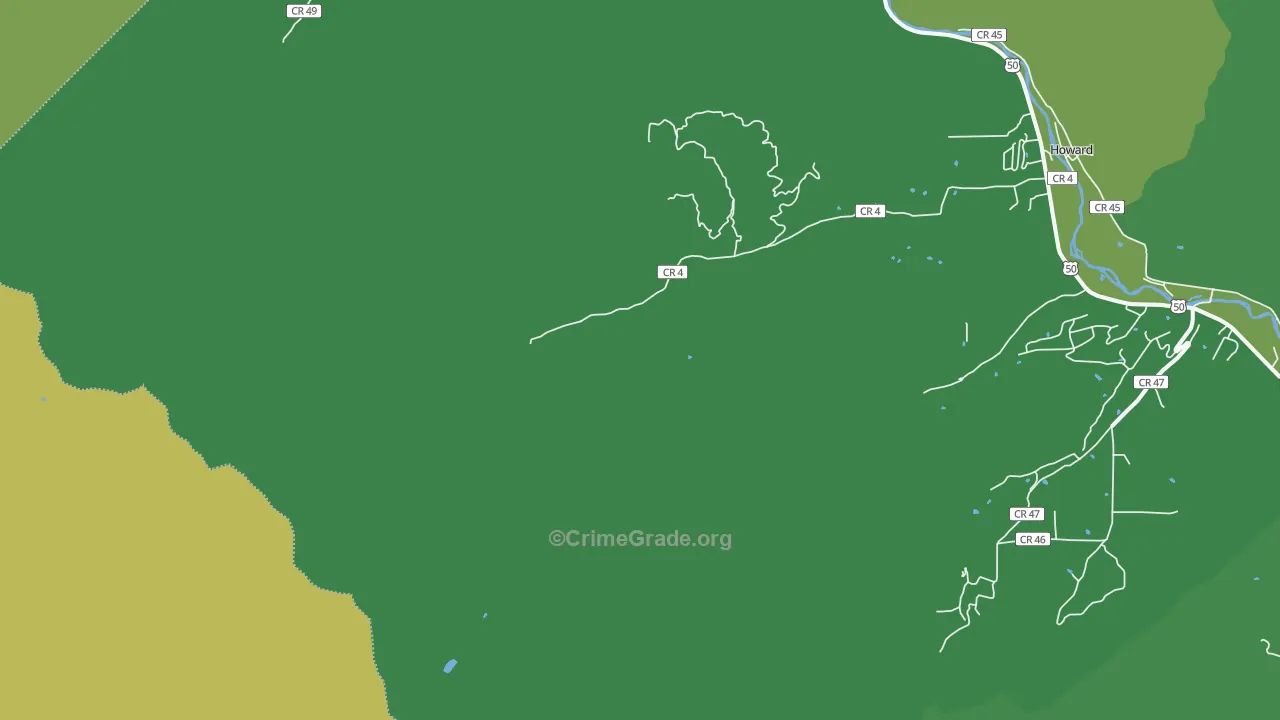 Wellsville, CO Map of Vehicle Theft Rates